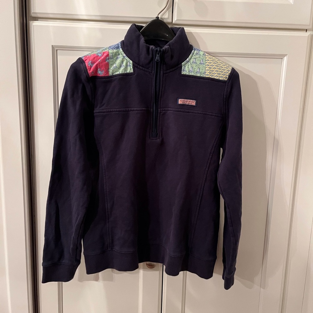 Vineyard vines women’s patchwork shoulder Shep shirt ocean breeze Size M